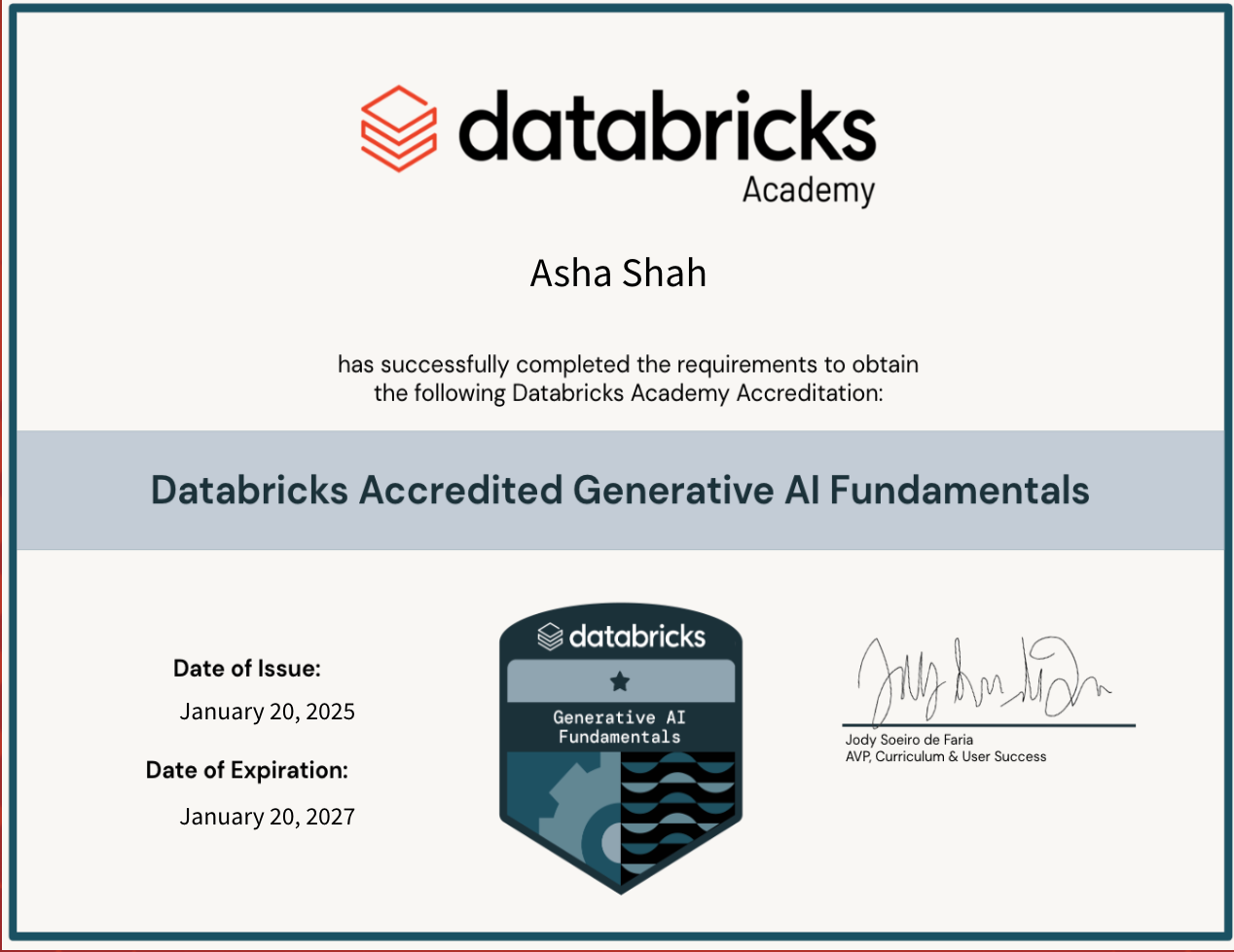 Databricks Academy Accreditation in Generative AI Fundamentals